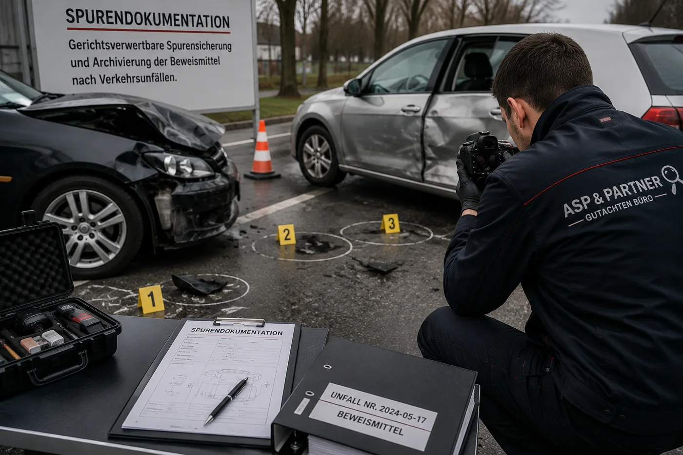 Spurendokumentation und Beweissicherung am Unfallort